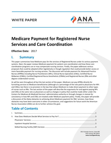 Medicare Payment For Registered Nurse Services And Care .