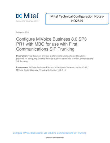 Configure MiVoice Business 8.0 SP3 PR1 With MBG For Use .