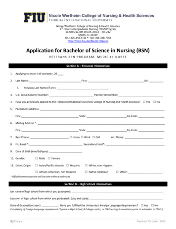 Application For Bachelor Of Science In Nursing (BSN)