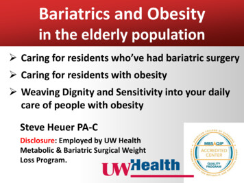 Bariatrics And Obesity - Wisconsin Department Of Health .
