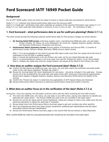 Ford Scorecard IATF 16949 Pocket Guide