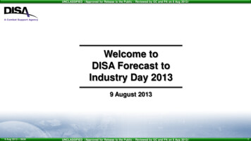 Welcome To DISA Forecast To Industry Day 2013