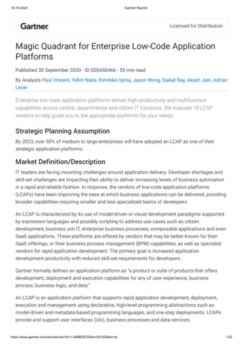 Platforms Magic Quadrant For Enterprise Low-Code Application