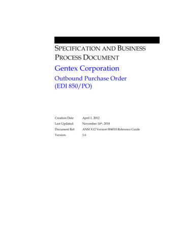 Gentex EDI 850 (Purchase Order) Specification Document