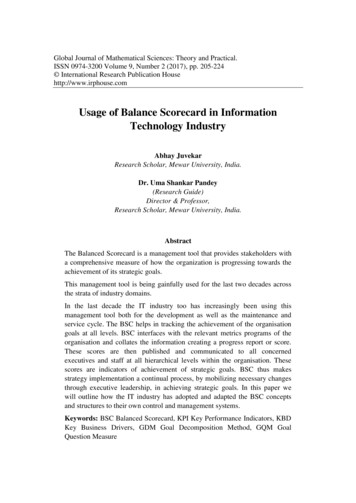 Usage Of Balance Scorecard In Information Technology Industry