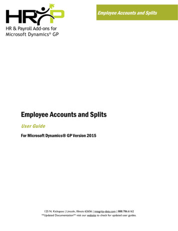 Employee Accounts And Splits - Dynamics Payroll & ACA .