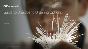 Guide To Broadband Ordering Options - BT Wholesale