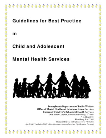Guidelines For Best Practice In Child And Adolescent .