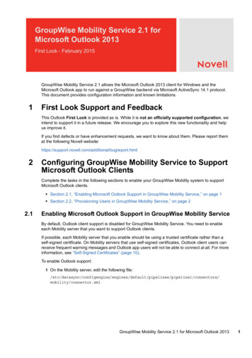 GroupWise Mobility Service 2.1 For Microsoft Outlook 2013