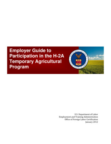 H-2A Program Employer Handbook - DOL
