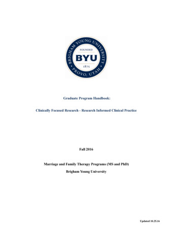 Graduate Program Handbook: Clinically Focused Research .