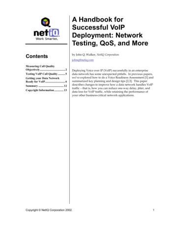 A Handbook For Successful VoIP Deployment: Network 