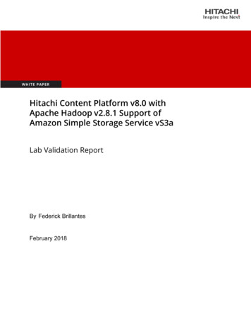 Hitachi Content Platform V8.0 With Apache Hadoop V2.8.1 .
