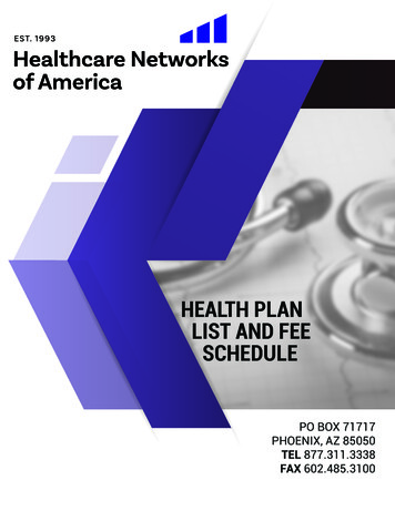 HEALTH PLAN LIST AND FEE SCHEDULE