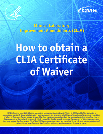 How To Obtain A CLIA Certificate Of Waiver - CMS