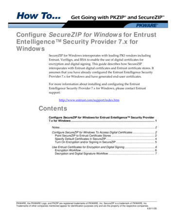 Configure SecureZIP For Windows For Entrust Entelligence .