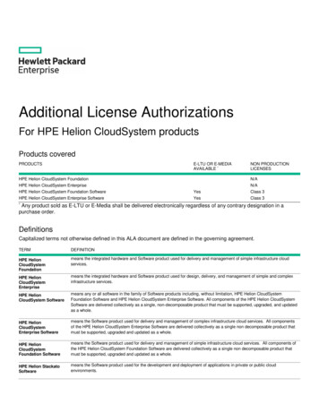 Additional License Authorizations - Hewlett Packard