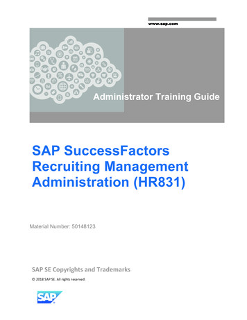 SAP SuccessFactors Recruiting Management Administration .