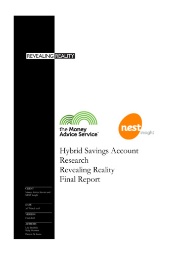 Hybrid Savings Account Research Revealing Reality Final Report