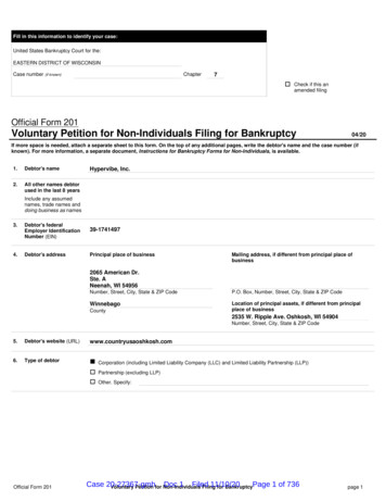 Official Form 201 Voluntary Petition For Non-Individuals .