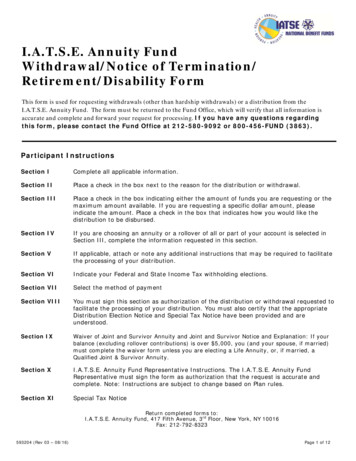 I.A.T.S.E. Annuity Fund Withdrawal/Notice Of Termination .