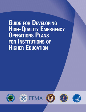 Guide For Developing High-Quality Emergency Operations .