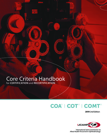 Core Criteria Handbook - JCAHPO
