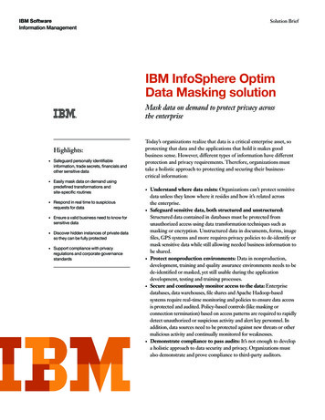 IBM InfoSphere Optim Data Masking Solution