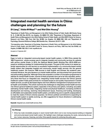 Integrated Mental Health Services In China: Challenges And .