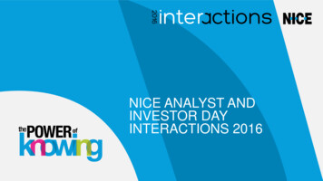 NICE ANALYST AND INVESTOR DAY Of INTERACTIONS 2016