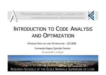 INTRODUCTION TO C ANALYSIS AND OPTIMIZATION