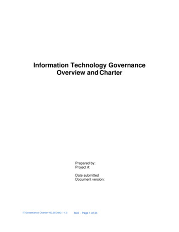 Information Technology Governance Overview And Charter