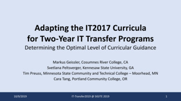 Adapting The IT2017 Curricula For Two-Year IT Transfer .