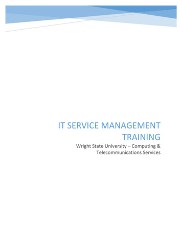IT SERVICE MANAGEMENT TRAINING - Wright