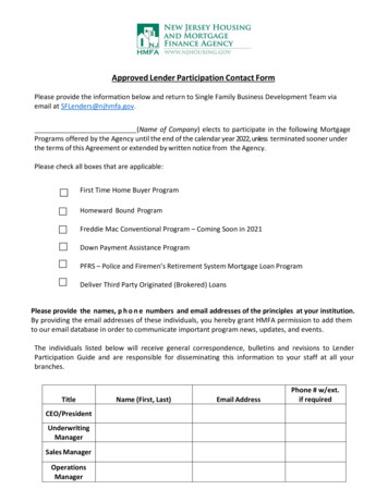 Approved Lender Participation Contact Form