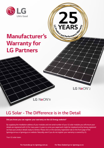 Manufacturer’s Warranty For LG Partners