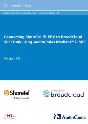 Connecting ShoreTel IP-PBX To BroadCloud SIP Trunk Using .