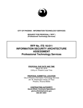 RFP No. ITS 16-011 INFORMATION SECURITY ARCHITECTURE .