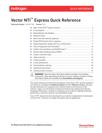 Vector NTI Express Quick Reference (Pub. No. MAN0017860 A.0)