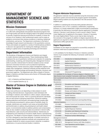 Department Of Management Science And Statistics