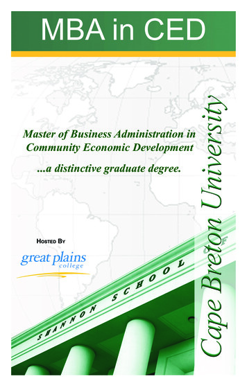 Master Of Business Administration In Community Economic .