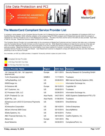 The MasterCard Compliant Service Provider List