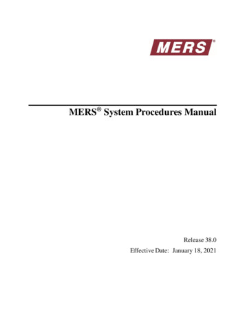 MERS System Procedures Manual - The ICE