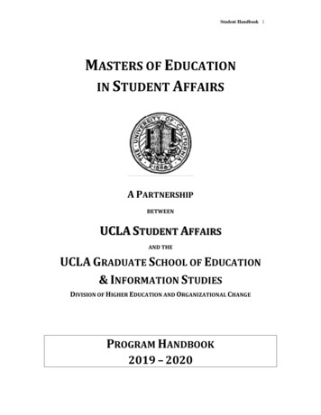MASTERS OF EDUCATION IN STUDENT AFFAIRS - UCLA GSEIS