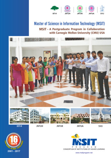 MSIT - A Postgraduate Program In Collaboration With .