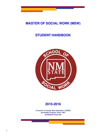 MASTER OF SOCIAL WORK (MSW) STUDENT HANDBOOK