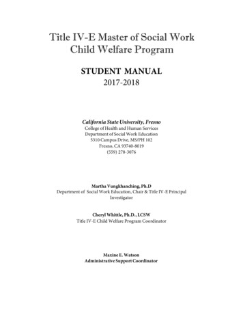 Title IV-E Master Of Social Work Child Welfare Program