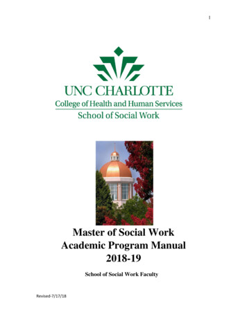 Master Of Social Work Academic Program Manual 2018-19