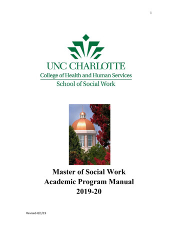 Master Of Social Work Academic Program Manual 2019-20