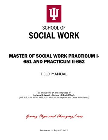 MASTER OF SOCIAL WORK PRACTICUM I- 651 AND 